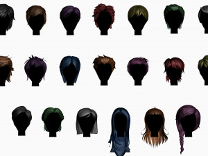 stylized hair factory v2 3D Model