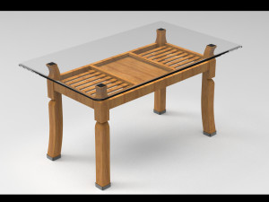 wooden dinning table set 3D Model