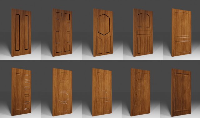 wood door Modello 3D .c4d .max .obj .3ds .fbx .stl .blend 