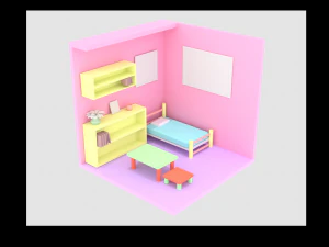 casa de boneca de est&uacute;dio Modelo 3D