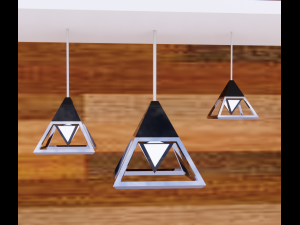 wood and steel lamp set Modelo 3D