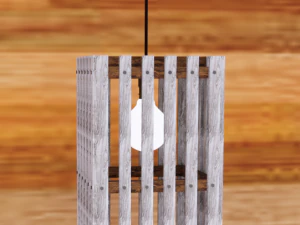 wood and steel lamp set 3D Model