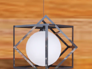 wood and steel lamp set 3D Model