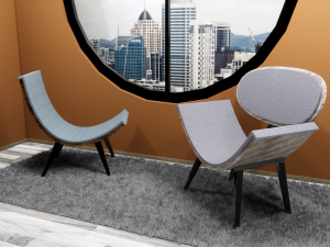wood chair set 3D Model