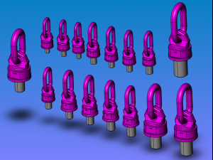 there are 16 types of vwbg heavy rotating eyebolts 3D Model