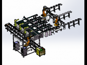 design of battery cell double speed chain machining line Model 3D