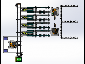 design of battery cell double speed chain machining line 3D-Modell