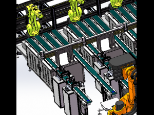 design of battery cell double speed chain machining line 3D-Modell