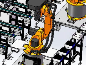 design of battery cell double speed chain machining line 3D-Modell