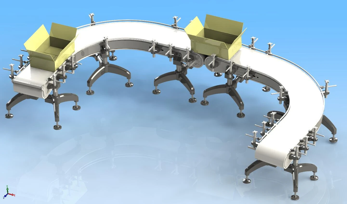of u-shaped packing box conveyor belt 3D Model .c4d .max .obj .3ds .fbx .stl .blend 