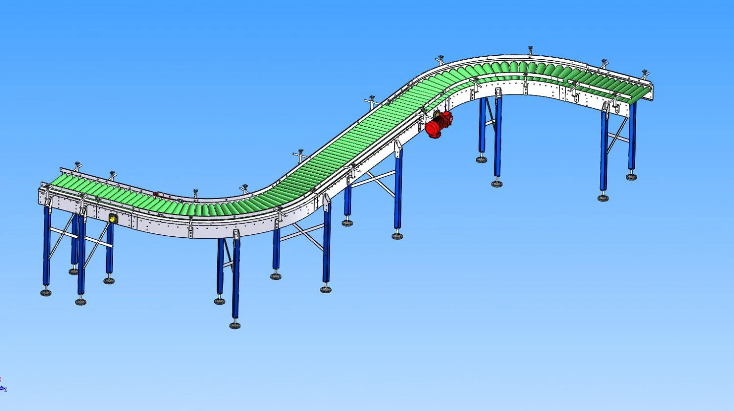 s-type roller conveyor 3D Model .c4d .max .obj .3ds .fbx .stl .blend 