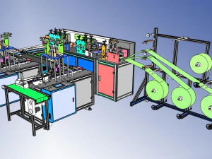 one drag two automatic mask production linemask machine 3D Model