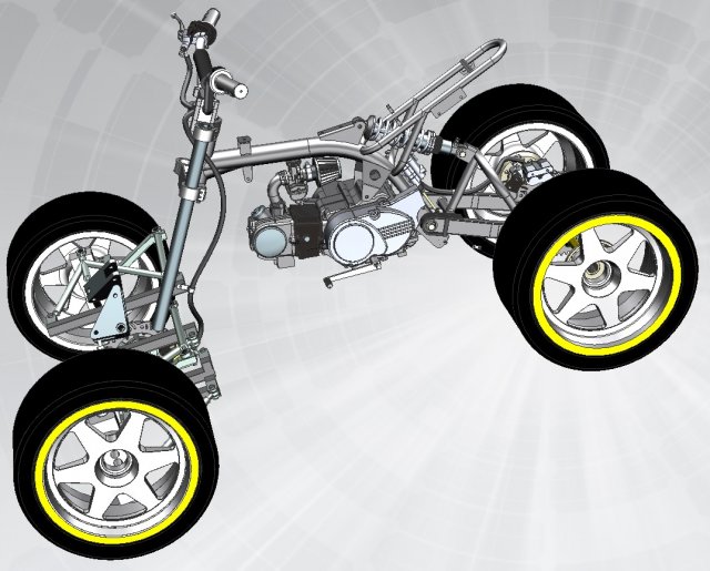 four wheel cross country motorcycle frame 3D in 3DExport