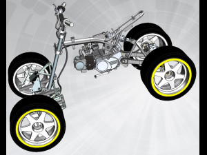 four wheel cross country motorcycle frame 3Dモデル