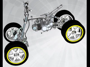 Rangka sepeda motor cross country roda empat Model 3D