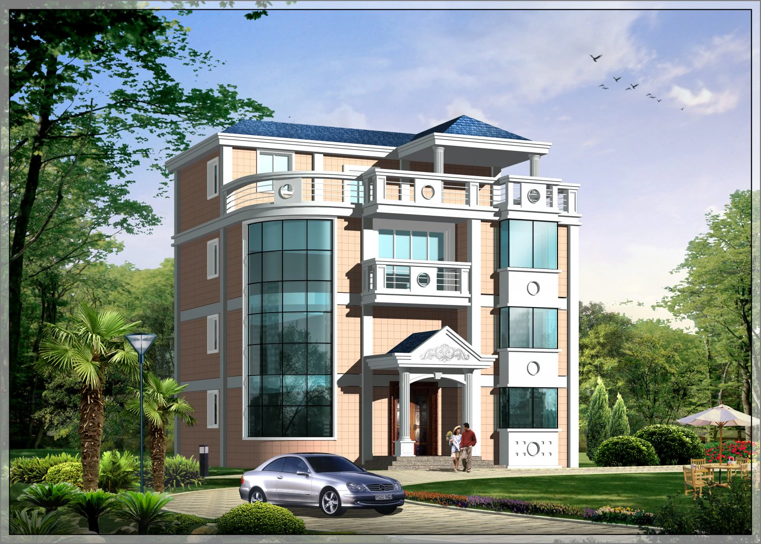 4-storey single family villa 3D Model .c4d .max .obj .3ds .fbx .stl .blend 
