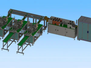 production line of six generation one drag three mask machine 3D Model