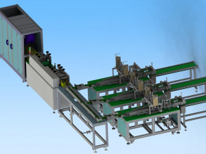 production line of six generation one drag three mask machine 3D Модель