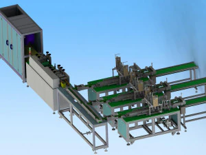 production line of six generation one drag three mask machine 3D Model