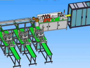 production line of six generation one drag three mask machine 3D Модель