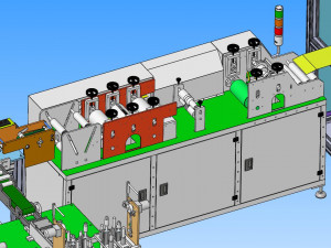 production line of six generation one drag three mask machine 3D Модель