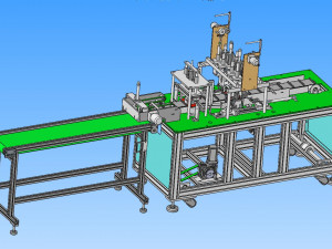 production line of six generation one drag three mask machine 3D Модель