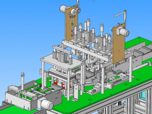 production line of six generation one drag three mask machine 3D Модель