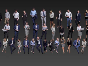 व्यवसायी पुरुष और महिलाएं 3D मॉडल