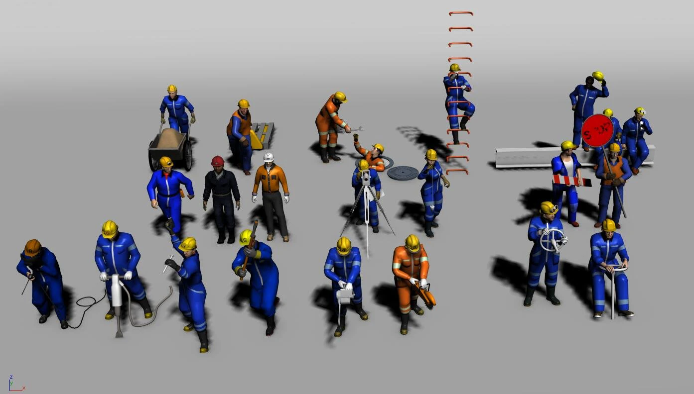 construction worker 3D Model .c4d .max .obj .3ds .fbx .stl .blend