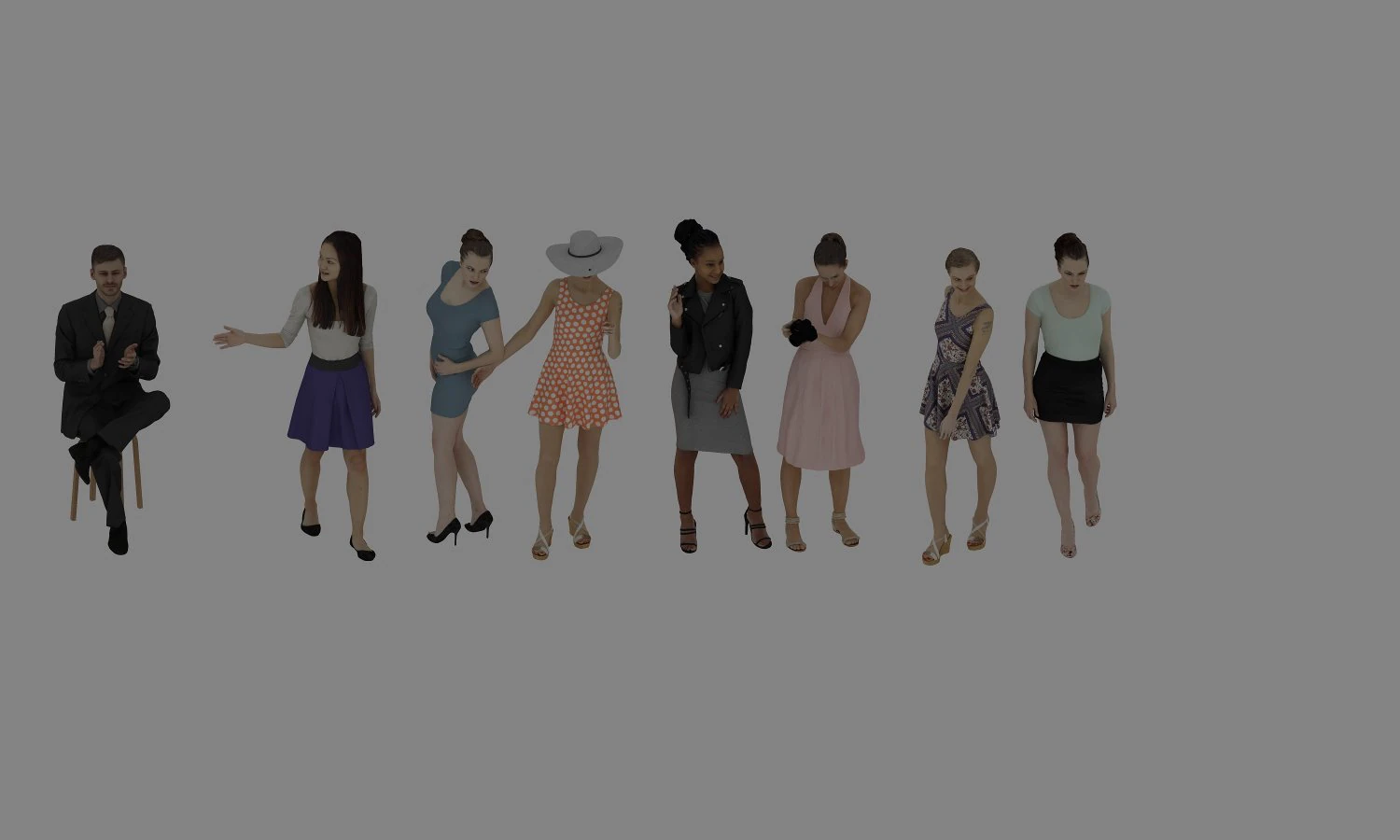 men and women 3D Model .c4d .max .obj .3ds .fbx .stl .blend