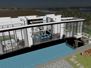 of pool appearance in modern villa Model 3D