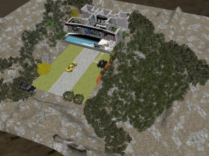 of pool appearance in modern villa Model 3D