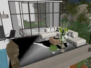 of pool appearance in modern villa Model 3D