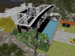 of pool appearance in modern villa Model 3D