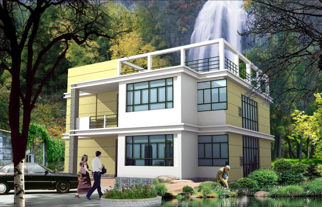 drawing 213 of single family villa on the second floor 3D Model .c4d .max .obj .3ds .fbx .stl .blend 