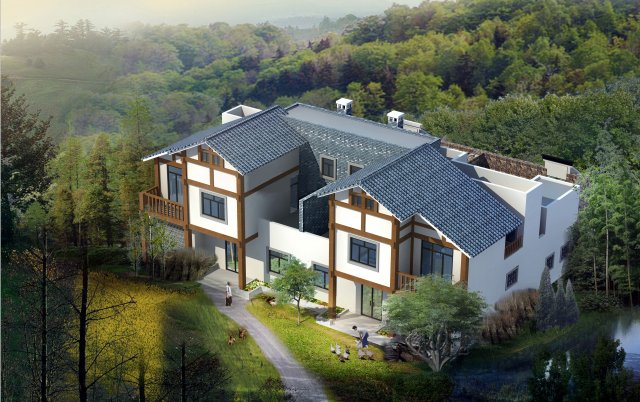 two and a half storey villa 3D 모델 .c4d .max .obj .3ds .fbx .stl .blend 