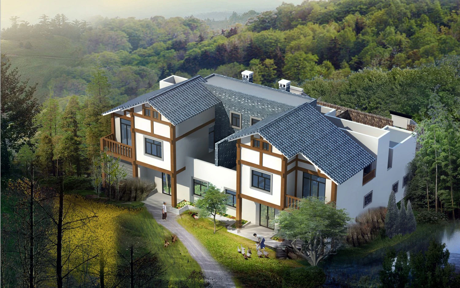 two and a half storey villa 3D Model .c4d .max .obj .3ds .fbx .stl .blend 