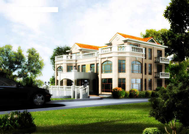 three storey villa 3-07 3D Model .c4d .max .obj .3ds .fbx .stl .blend 