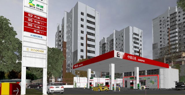 of modern gas station 3D मॉडल .c4d .max .obj .3ds .fbx .stl .blend 