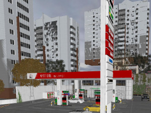 of modern gas station 3D मॉडल