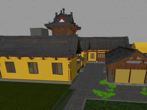 of new chinese ancient temple corridor 3D Model