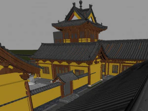 of new chinese ancient temple corridor 3D Model
