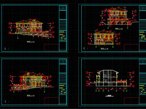 three storey villa type a construction drawing 3D Model