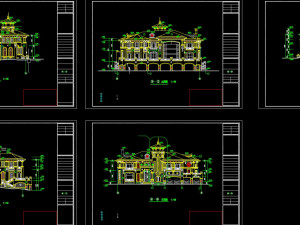 three storey villa type d construction drawing Modèle 3D