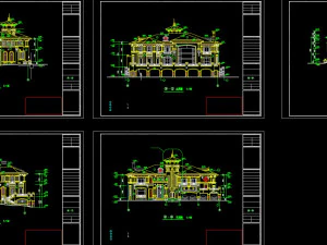 three storey villa type d construction drawing 3D Model
