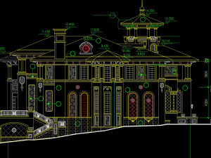 three storey villa type d construction drawing Modèle 3D