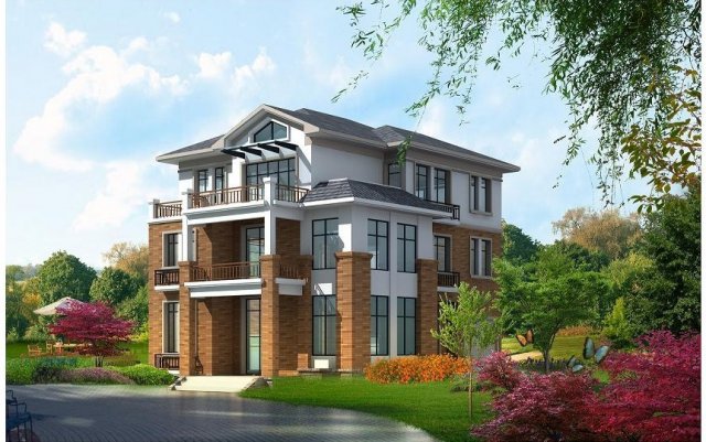 three storey villa 3-13 Modelo 3D .c4d .max .obj .3ds .fbx .stl .blend 