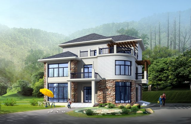 three storey villa 3-14 3D Modell .c4d .max .obj .3ds .fbx .stl .blend