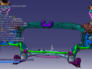 mcpherson independent front suspension of three compartment car 3Dモデル