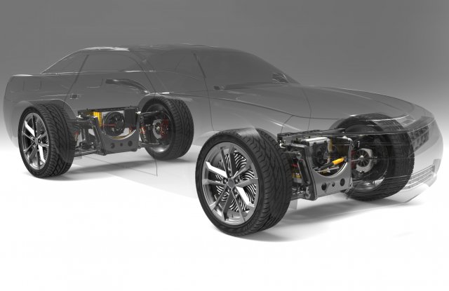 electric drive system of tesla electric vehicle including suspension structure 3D Model .c4d .max .obj .3ds .fbx .stl .blend 